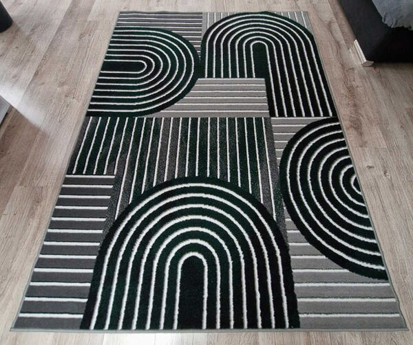 HU Sivo zelený geometrický obdĺžnikový koberec NEW IDEA 90141-0574 Rozmer: 50x80 cm