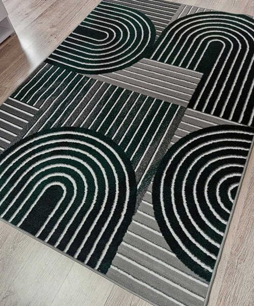 HU Sivo zelený geometrický obdĺžnikový koberec NEW IDEA 90141-0574 Rozmer: 50x80 cm