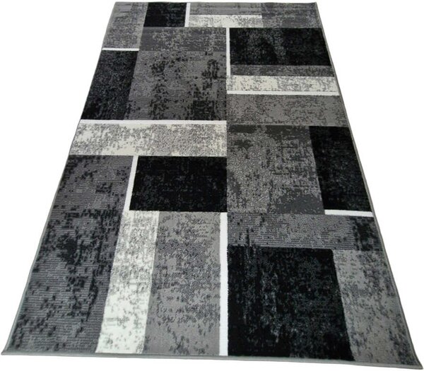 HU Sivý geometrický kockovaný obdĺžnikový koberec NEW IDEA 90311-0433 Rozmer: 50x80 cm