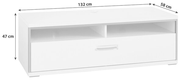SKRINKA POD TV, sivá, strieborná, biela, biela s vysokým leskom, 132/47/58 cm Livetastic - Online Only drobný nábytok, Online Only