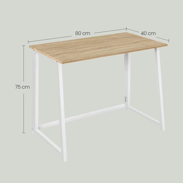 Set do pracovny ZARIMO stůl 80x40 cm, bílá/dub sonoma + křeslo AVOLA VELVET, modré
