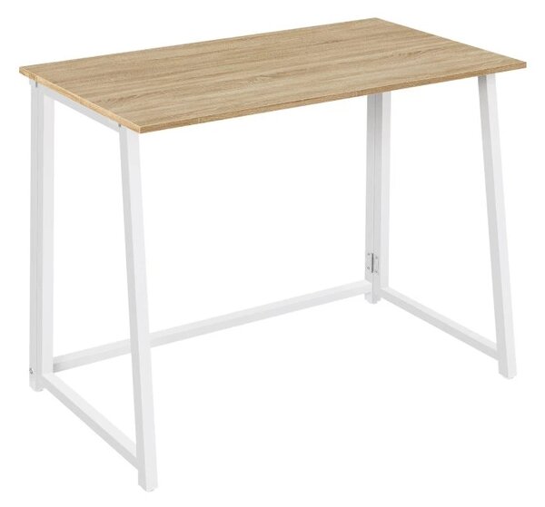 Set do pracovny ZARIMO stůl 80x40 cm, bílá/dub sonoma + křeslo AVOLA VELVET, modré