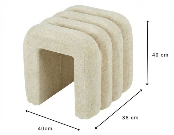 CHENILLE Taburet plyšový 40 cm - krémová