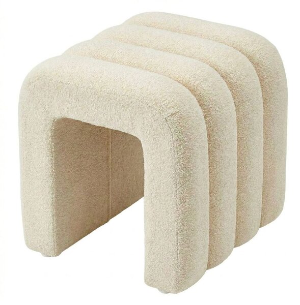 CHENILLE Taburet plyšový 40 cm - krémová