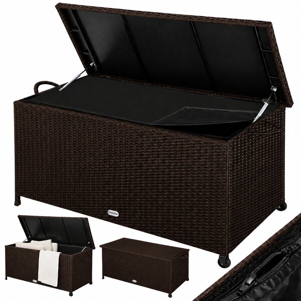 Polyratanový úložný box RICCO, 270L, 117x53x60cm, tmavá hnedá Casaria