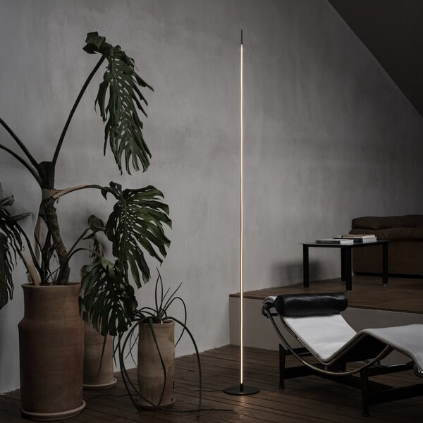 Ideal lux 368672 LED stojacia lampa BLADE | 15W integrovaný LED zdroj | 1300lm | 3000K | vypínač | zlatá