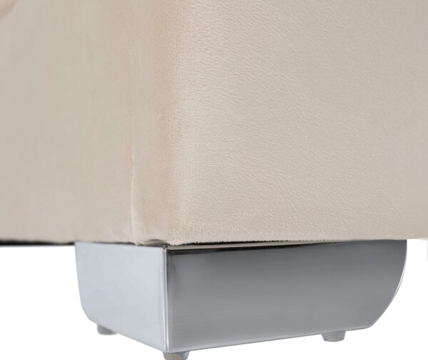 KONDELA Posteľ s roštom a LED osvetlením, 160x200, béžová Velvet látka, ALTESA