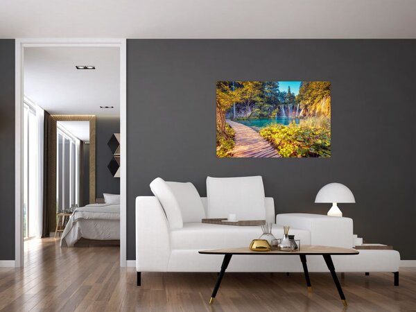 Obraz - Plitvické jazerá, Chorvátsko (90x60 cm)