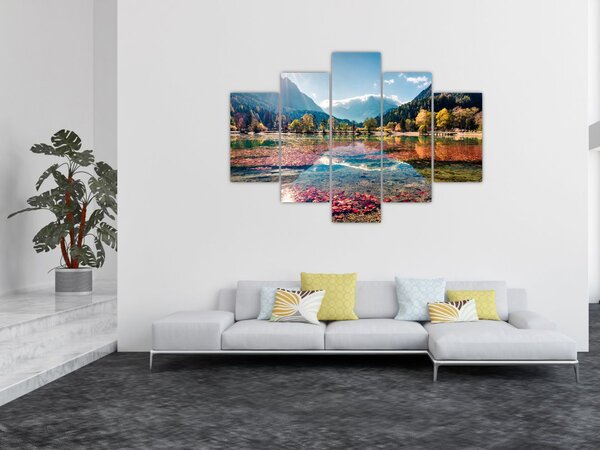 Obraz - Jazero Jasna, Gozd Martuljek, Julské Alpy, Slovinsko (150x105 cm)