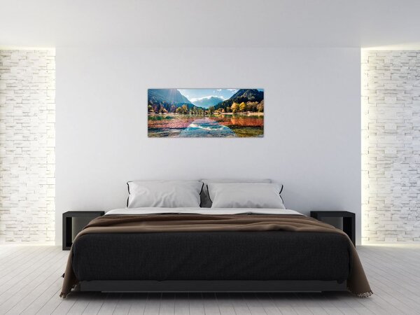 Obraz - Jazero Jasna, Gozd Martuljek, Julské Alpy, Slovinsko (120x50 cm)