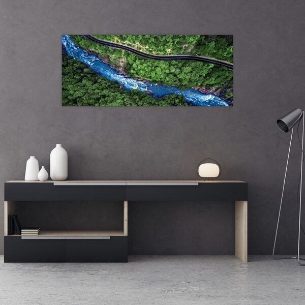 Obraz - Rieka medzi horami, Kaukaz, Rusko (120x50 cm)