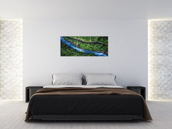 Obraz - Rieka medzi horami, Kaukaz, Rusko (120x50 cm)