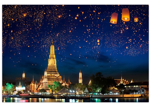Obraz - Lampióny šťastia, Bangkok (90x60 cm)