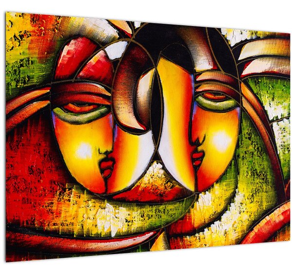 Obraz - Olejomaľba, abstraktné tváre (70x50 cm)
