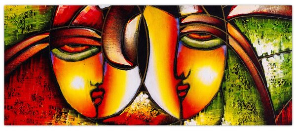 Obraz - Olejomaľba, abstraktné tváre (120x50 cm)