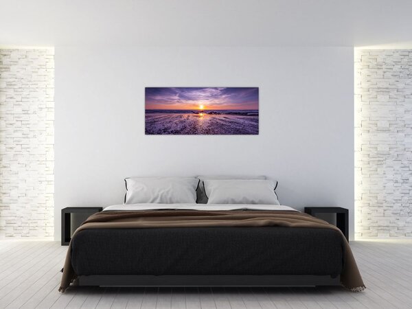 Obraz pláže - západ slnka (120x50 cm)