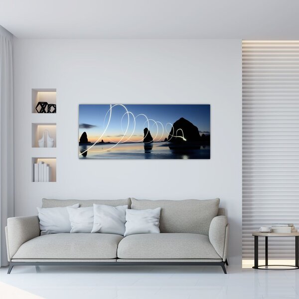 Obraz - pláž pri západe (120x50 cm)