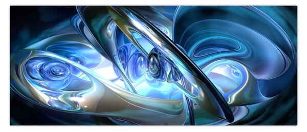 Obraz modrých fraktálov (120x50 cm)