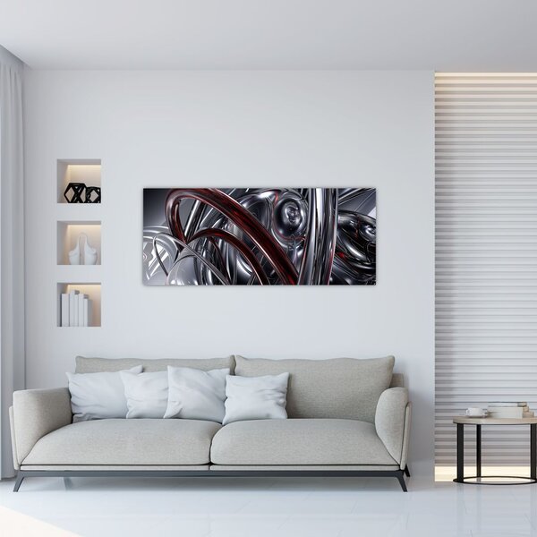 Obraz sivej abstrakcie (120x50 cm)