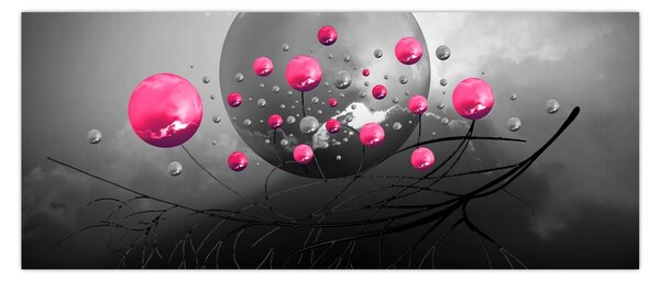 Obraz ružových abstraktných gulí (120x50 cm)