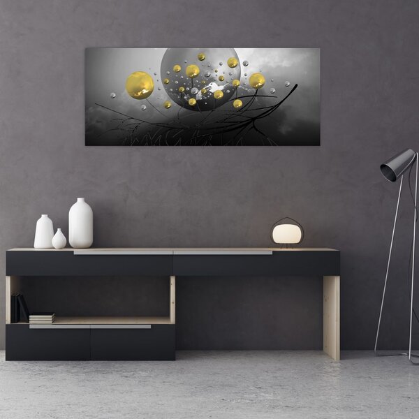 Obraz zlatých abstraktných gulí (120x50 cm)