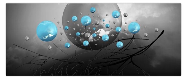 Obraz - svetlo modré abstraktné gule (120x50 cm)