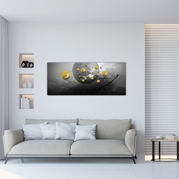 Obraz zlatých abstraktných gulí (120x50 cm)