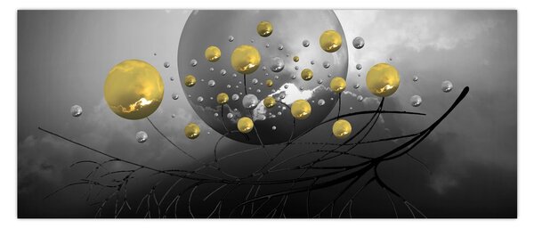 Obraz zlatých abstraktných gulí (120x50 cm)