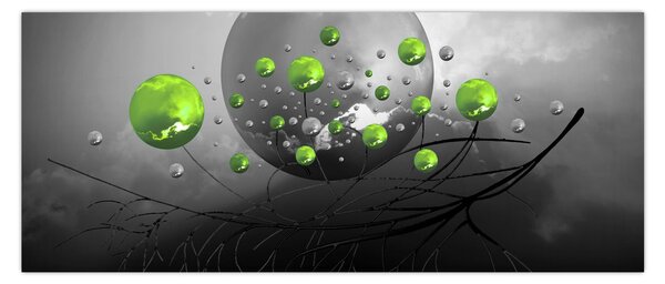 Obraz zelených abstraktných gulí (120x50 cm)