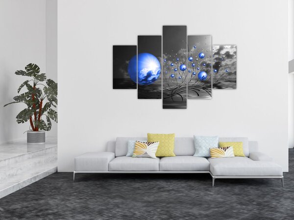 Obraz tmavo modrých gulí (150x105 cm)