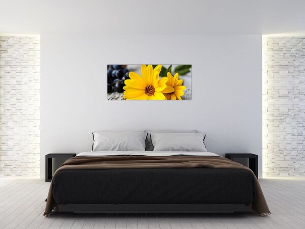 Obraz žltých kvetov (120x50 cm)