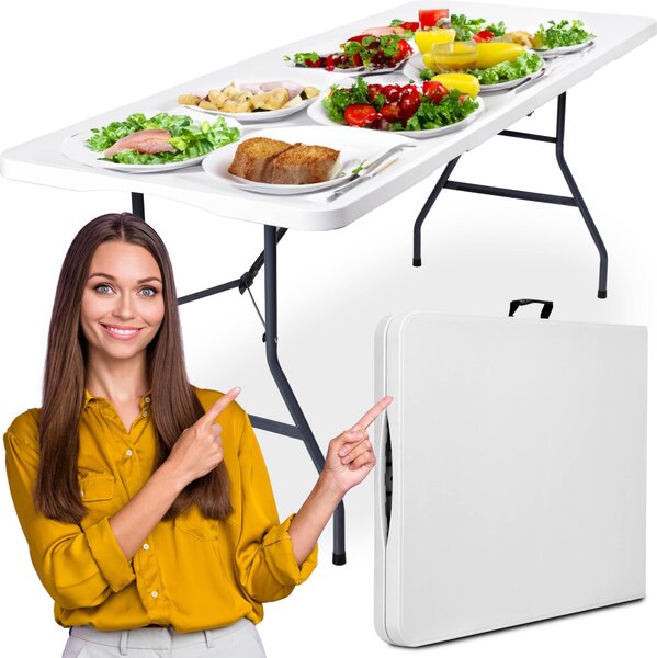 Biely skladací stôl Bali 180 cm White
