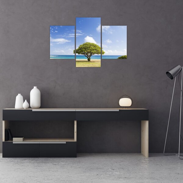 Obraz pláže so stromom (90x60 cm)