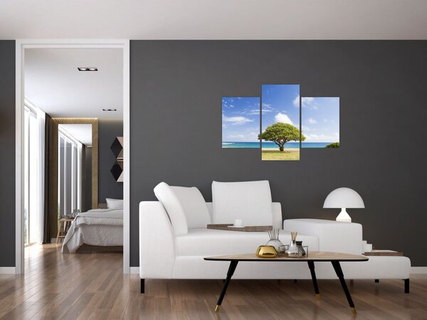 Obraz pláže so stromom (90x60 cm)