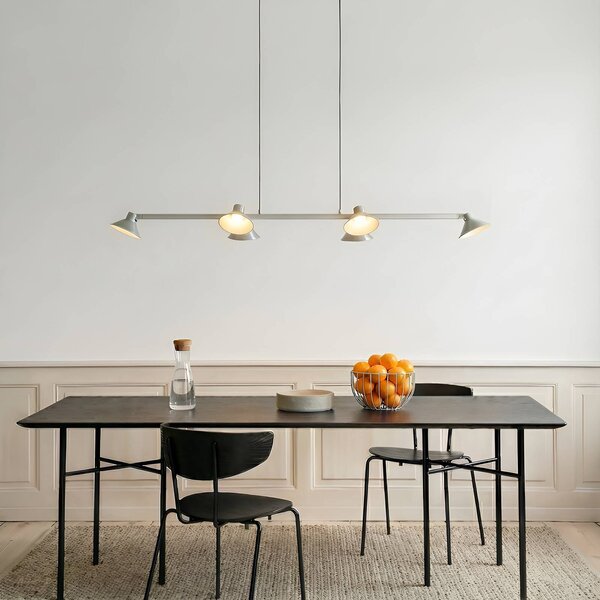 Lucande LED závesné svietidlo Steve, hliník, 113 cm, 6-pl., stmievateľné, Hliník / sivá / zinok, Obývacia izba / jedáleň, kov, Moderný