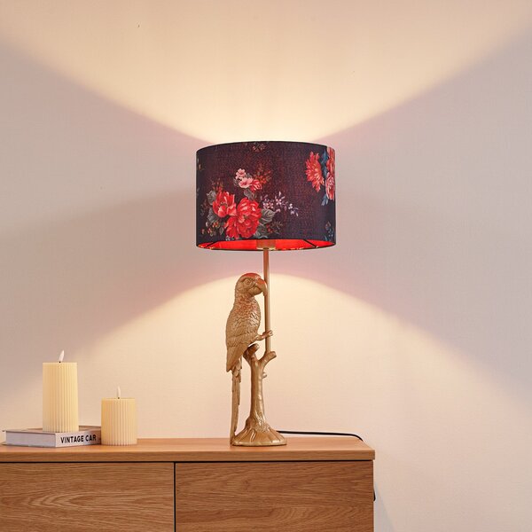 Stolové Lampa Lindby, Marula, Zlatá / Mosadz, Obývacia izba, Tkanina / Textil, Moderný
