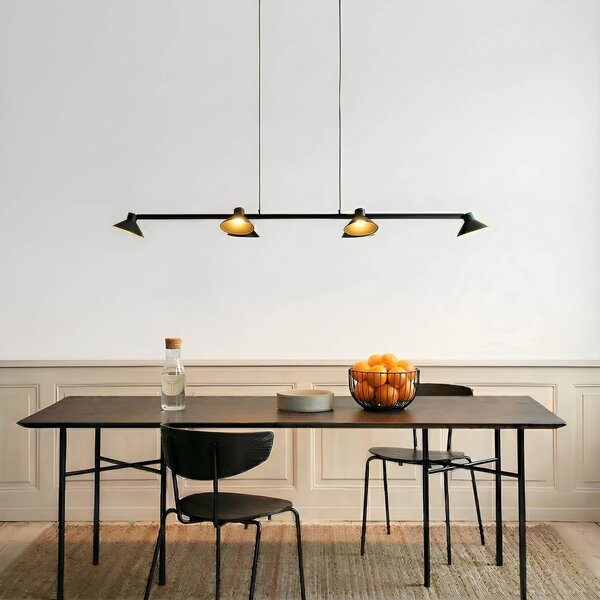 Lucande LED závesné svietidlo Steve, čierna, 113 cm, 6-pl. stmievateľné, Čierna, Obývacia izba / jedáleň, kov, Moderný