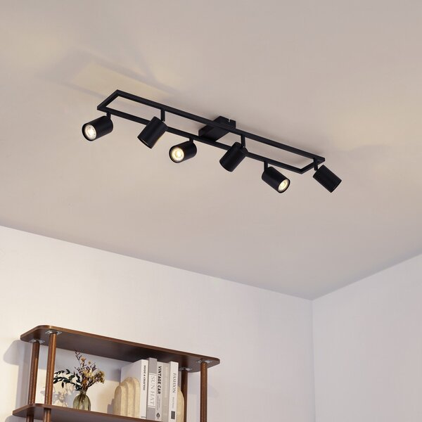 Stropné Lampa Lindby, Bravius, stmievateľné, Čierna, Obývacia izba, Kov, Moderný