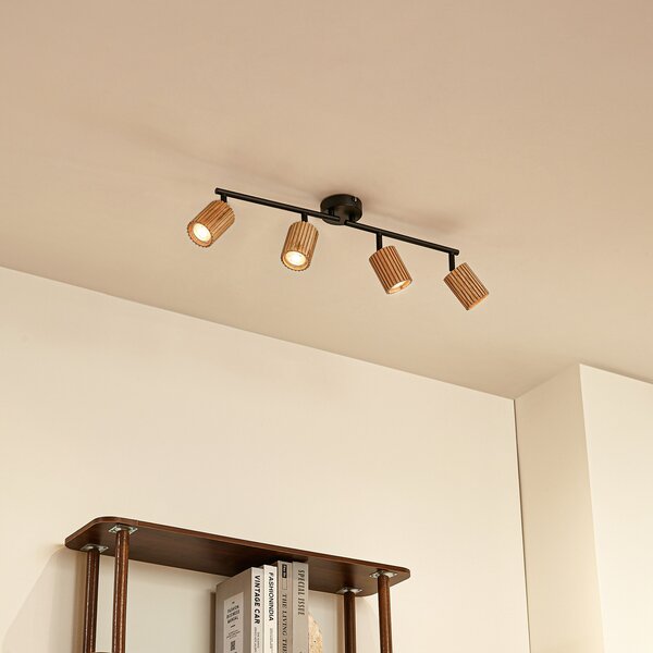 Stropné Lampa Lindby, Stralino, stmievateľné, Drevo, Chodba, Drevo, Moderný