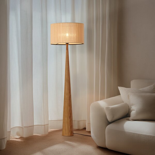 Stojacie Lampa Lucande, Fabrena, Drevo, Obývacia izba, Drevo