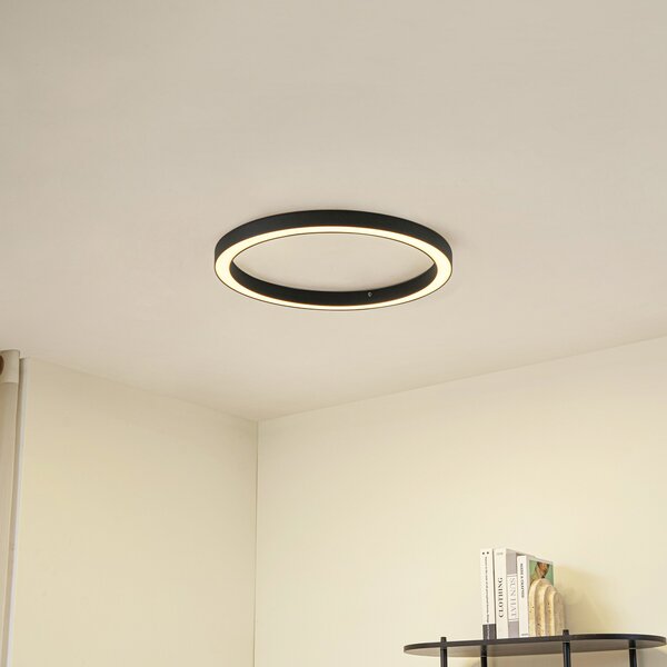 Stropné Lampa Lucande, Neor, stmievateľné, Čierna, Chodba, Kov, Moderný