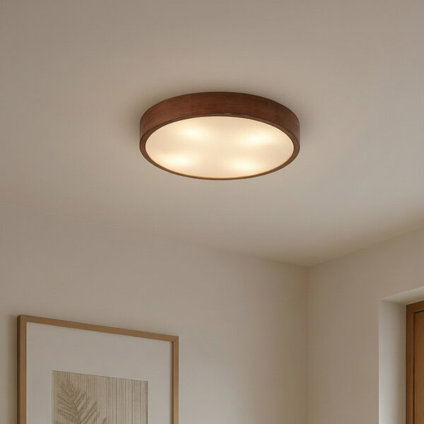 Stropné Lampa Lindby, Tanju, stmievateľné, Drevo, Obývacia izba, Drevo