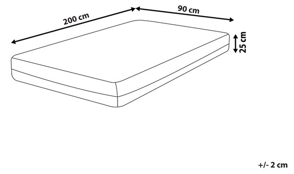 Latexový penový matrac stredne tvrdý biely a čierny 90 x 200 cm snímateľný polyesterový poťah so zipsom
