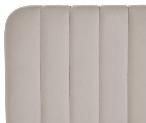 Posteľ s úložným priestorom sivobéžová látkové čalúnenie 120 x 200 cm prešívané čelo lamelový rošt moderný dizajn spálňa