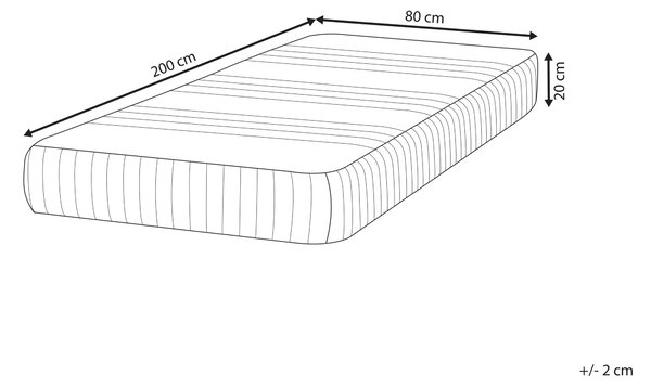 Latexový penový matrac biely a sivý 80 x 200 cm tvrdý snímateľný polyesterový poťah so zipsom
