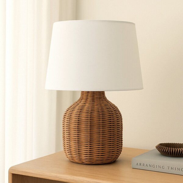 Stolové Lampa Lindby, Lirenda, Drevo, Obývacia izba, Tkanina / Textil, Boho
