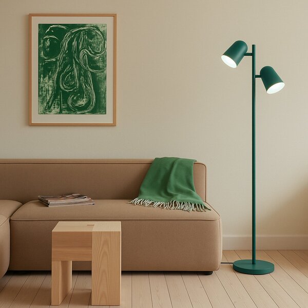 Stojacie Lampa Lindby, Isara, Zelená, Obývacia izba, Kov, Moderný