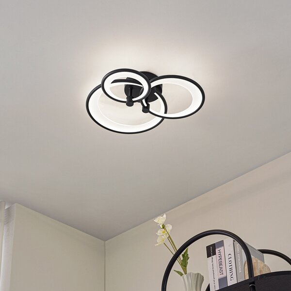 Stropné Lampa Lindby, Sorma, stmievateľné, Čierna, Obývacia izba, Kov, Moderný
