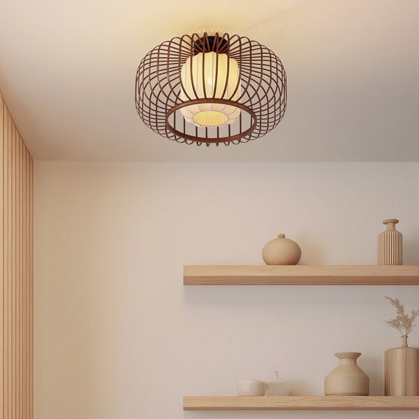 Stropné Lampa Lindby, Davella, stmievateľné, Drevo, Obývacia izba, Bambus, Škandinávsky