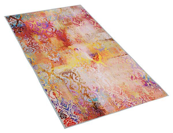Koberec viacfarebný polyesterový 80 x 150 cm farebný abstraktný vzor pogumovaná spodná strana